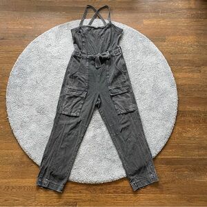 Free People Charcoal Denim Overalls